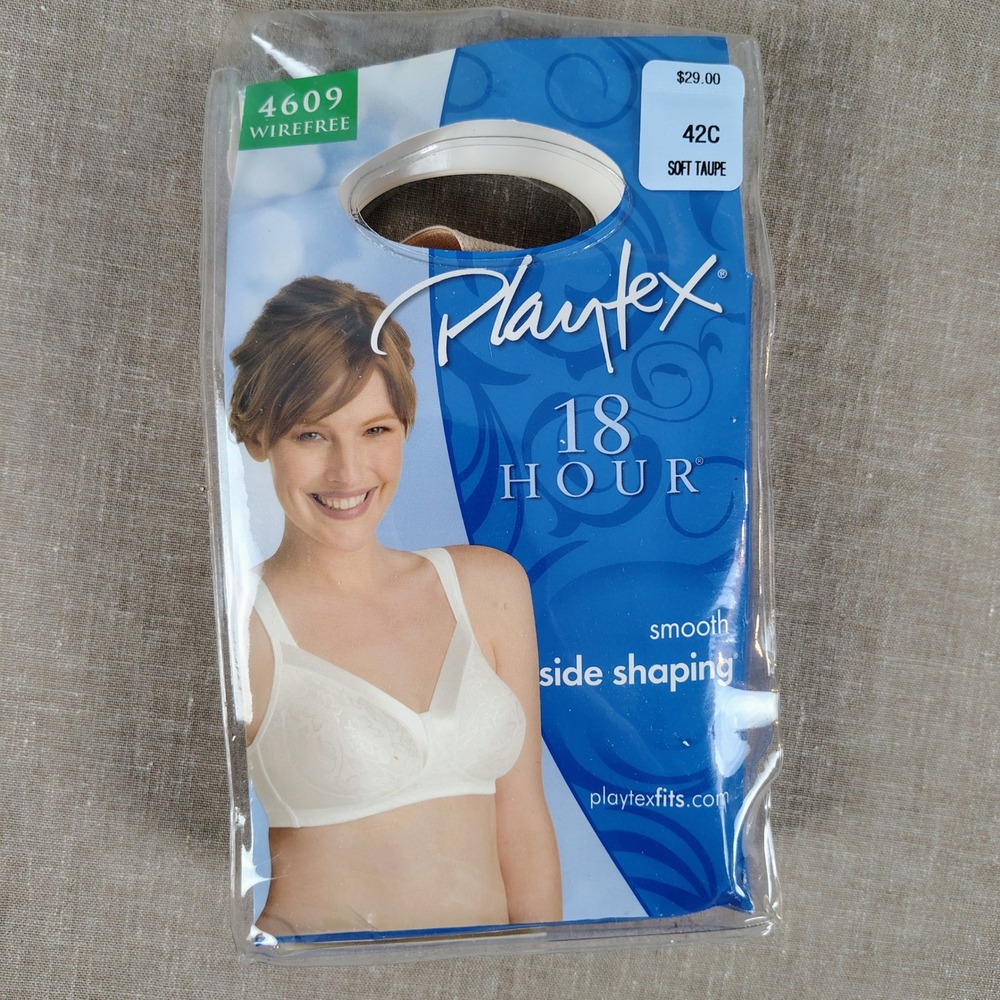 NWT Playtex Womens 42C 18 Hour Side Shaping Bra Soft Taupe Floral Comfortcore